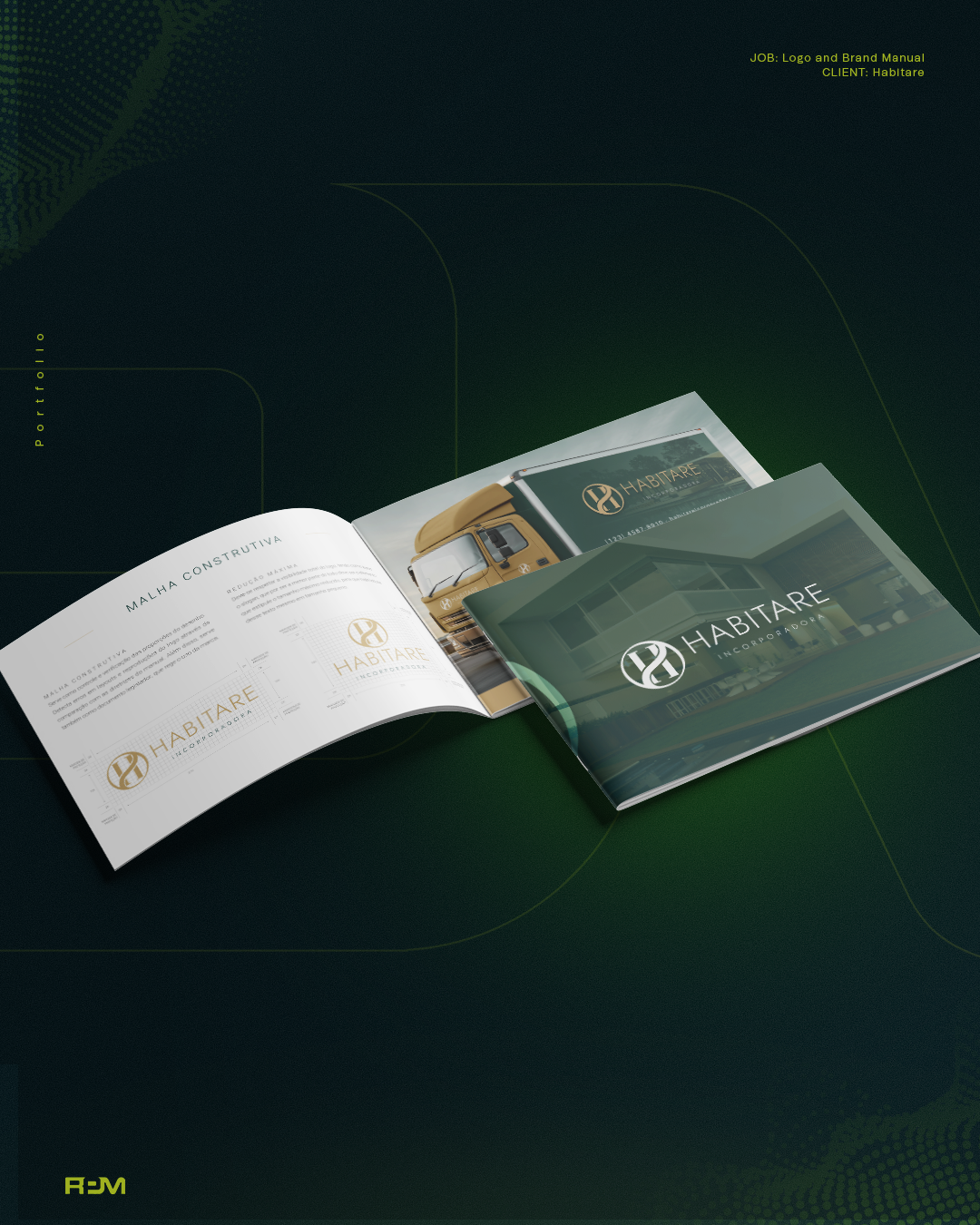Habitare brand manual spreads showing logo signatures and construction grids